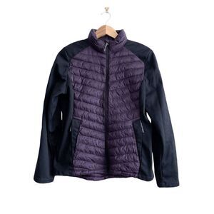 32 Degrees Heat Women’s Quilted Softshell Jacket Full Zip Black Purple SZ Medium